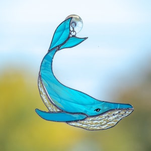 Stained glass whale suncatcher Mothers day gifts Sunshine party decor Ocean stained glass window hangings decor