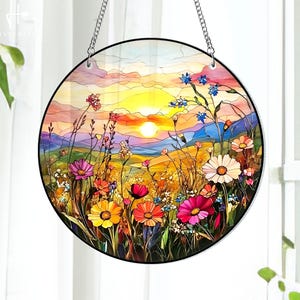 Wildflower Suncatcher, Wildflower Acrylic Window Hanging Decor, Florist Gift, Gift for Flower Lover, Sun Catcher Gift for Mom, Grandma